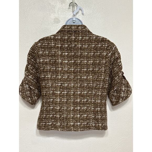 VTG Preppy Wool Blend Lined Waist Length Blazer Top S Brown Fall Trend City - Picture 8 of 13
